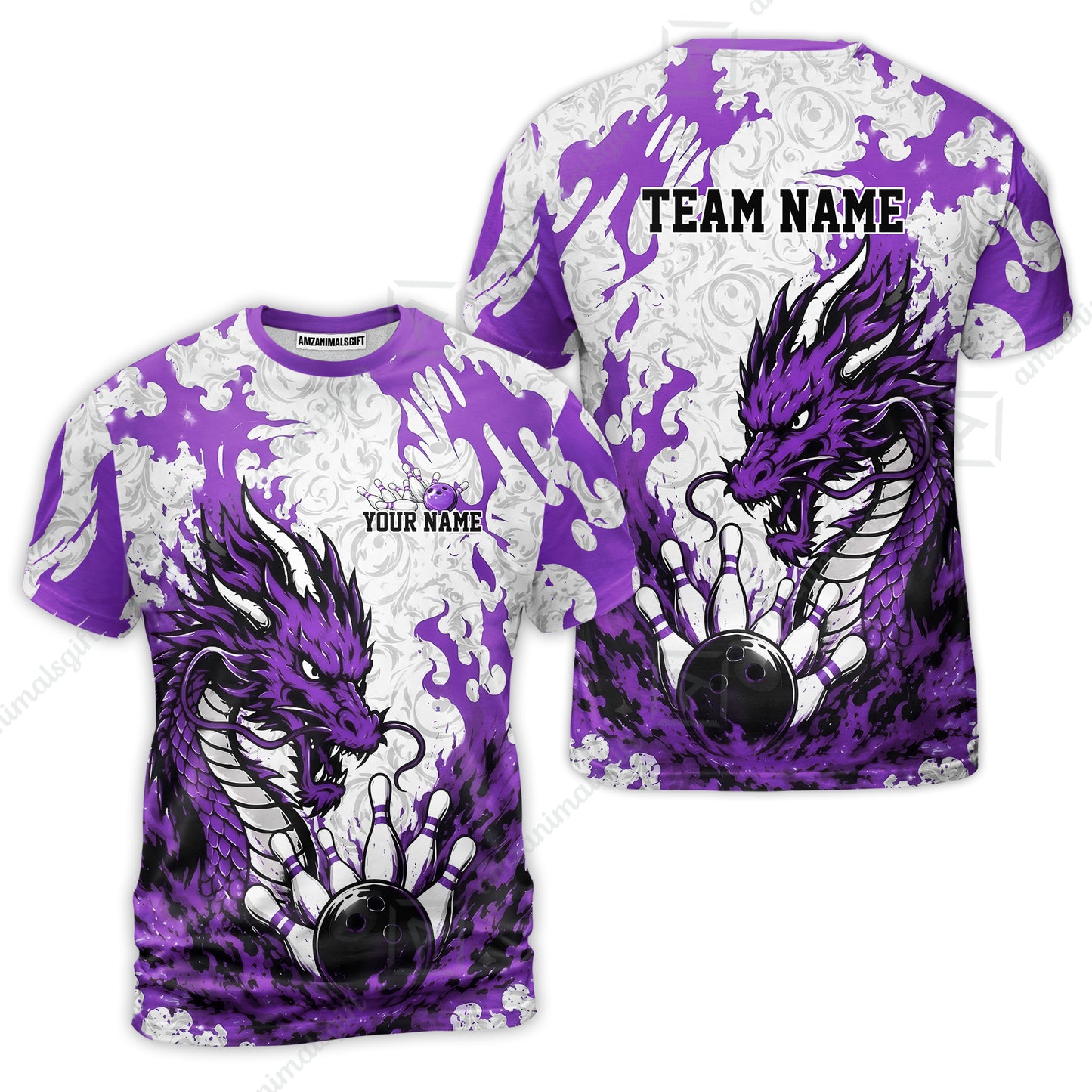 Custom Bowling Jersey Polo Shirt, Fierce Crimson Fire Dragon Strike, Custom Bowling Jersey Team Shirt For Players With Name and Team Name