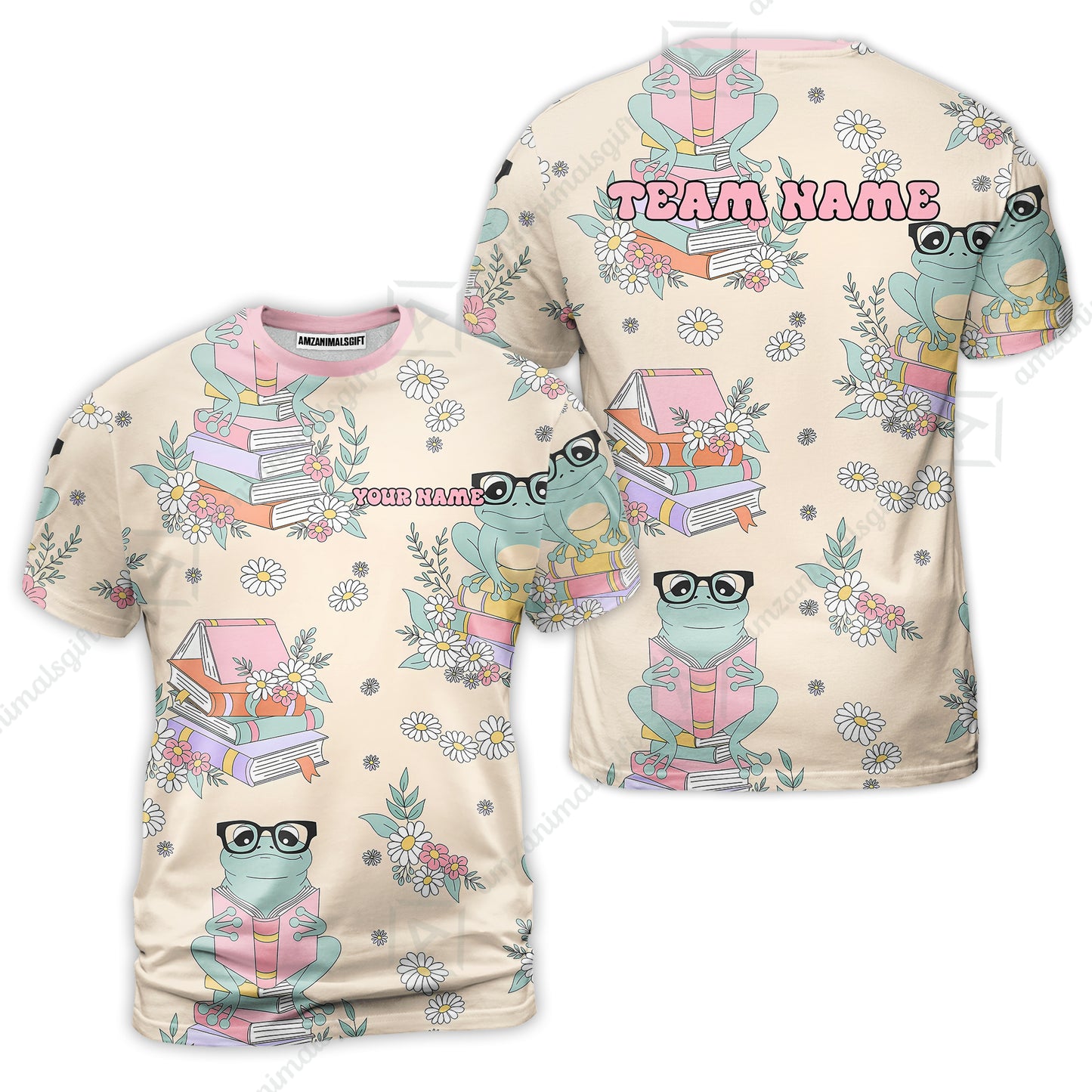 Custom Bowling Jersey Polo Shirt, Bookworm Frog, Personalized Name And Team Name