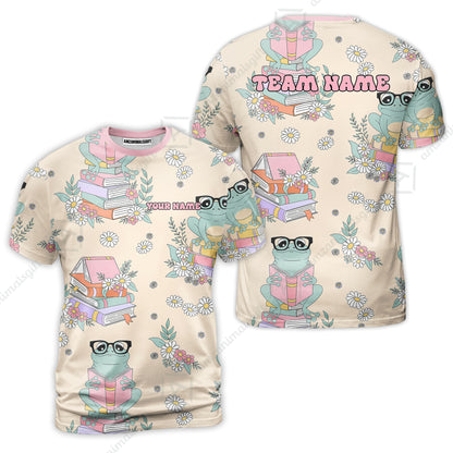 Custom Bowling Jersey Polo Shirt, Bookworm Frog, Personalized Name And Team Name