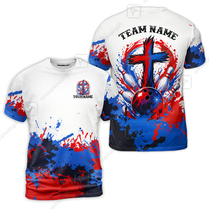 Custom Bowling Jersey Polo Shirt, Splash Pain Bowling Cross Colorful, Custom Bowling Jersey Team Shirt For Players With Name & Team Name