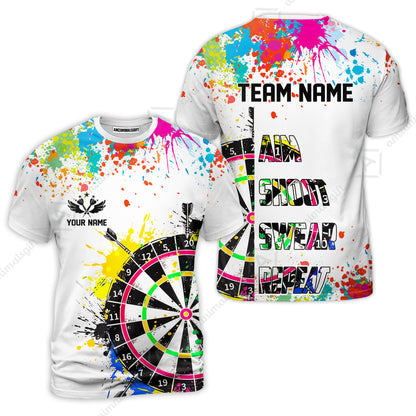 Custom Funny Dartboards Colorful Paint Quarter Zip Polo Team Shirts, Custom Aim Shoot Swear Repeat Darts Team Jerseys Uniform - White
