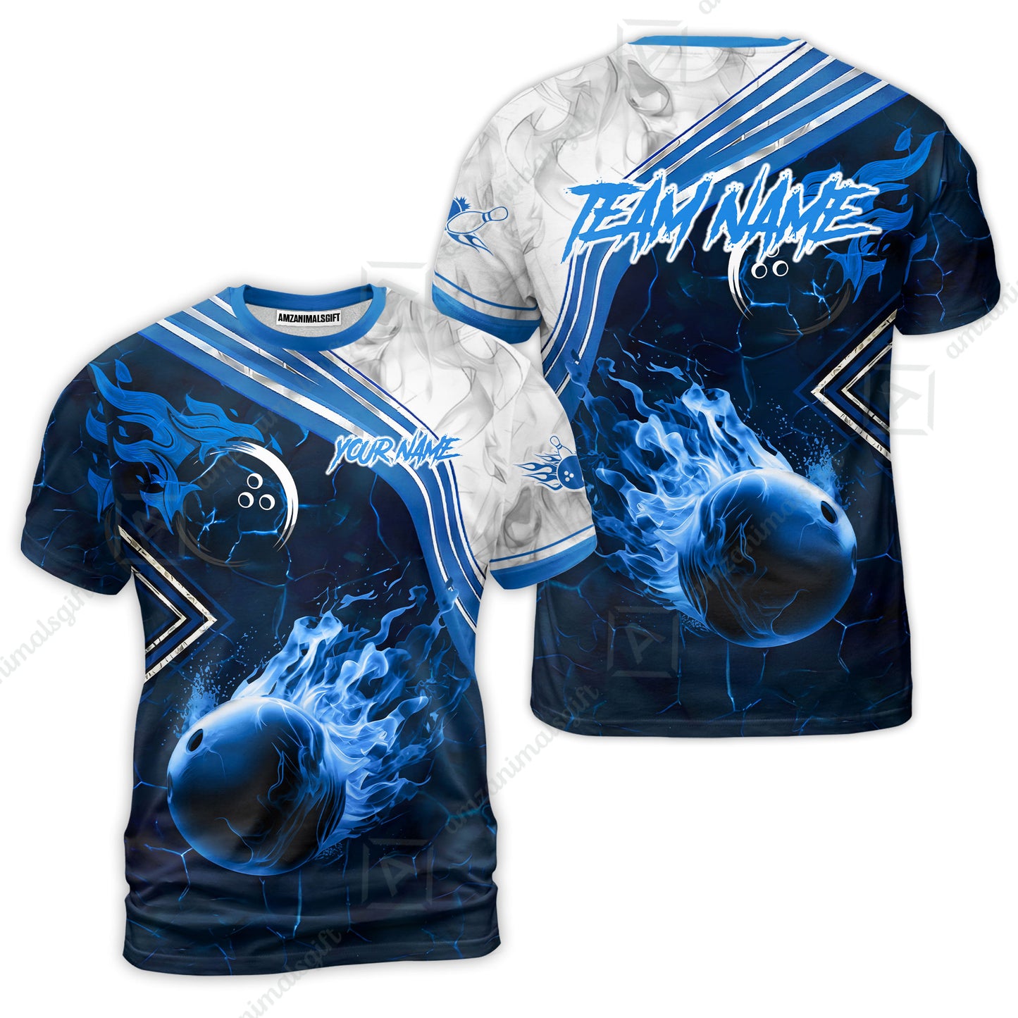 Customized Bowling Unisex Polo Shirt, Fire & Smoke Bowling Ball, Bowling Uniform - Personalized Name And Team Name