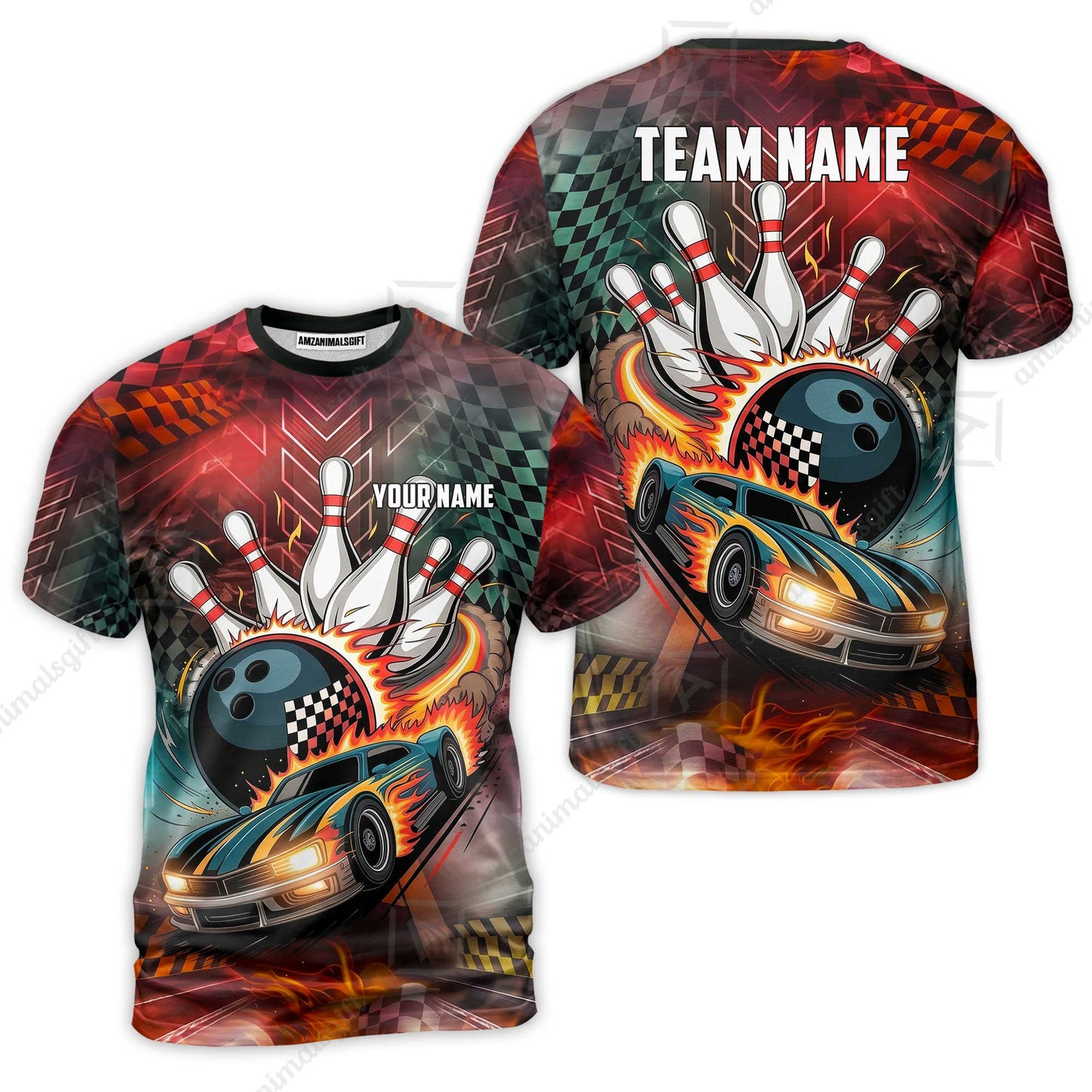 Custom Bowling Jersey Polo Shirt, Bowling Thunder Racing, Custom Bowling Jersey Team Shirt For Players With Name and Team Name