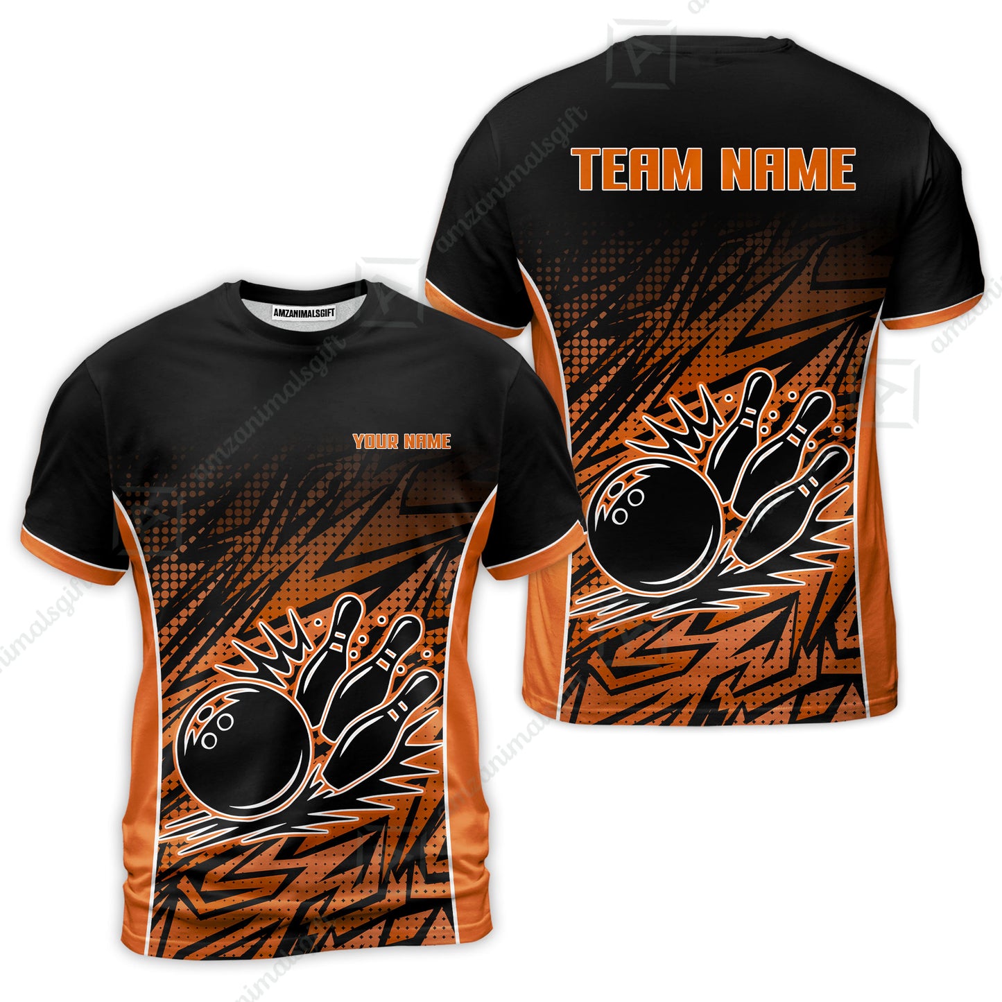 Customized Bowling Unisex Polo Shirt, Abstract Sameless Pattern Color Bowling Uniforms, Personalized Name And Team Name