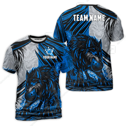 Custom Bowling Jersey Polo Shirt, Lone Wolf Strike & Emerald Frost, Custom Bowling Jersey Team Shirt For Players With Name & Team Name