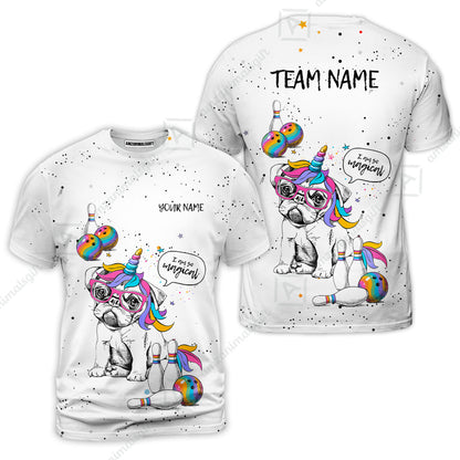 Custom Bowling Jersey Polo Shirt, Pug Bowling I Am So Magical, Custom Bowling Jersey Team Shirt For Players With Name and Team Name