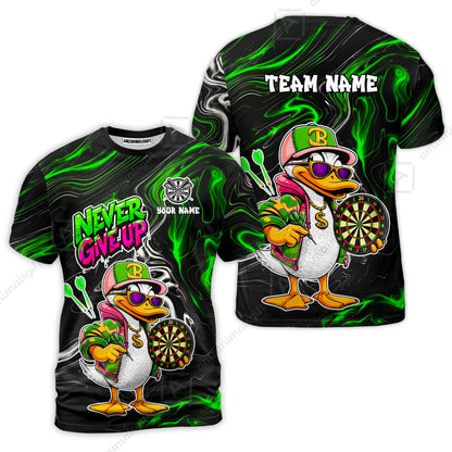 Customized Darts Team Jersey, Duck Never Give Up, Personalized Darts Name And Team Name
