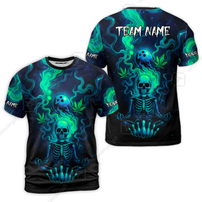 Custom Bowling Team Unisex Polo Shirt, Neon Skull CNB Bowling Custom Shirt Featuring Personalized Name and Team Name