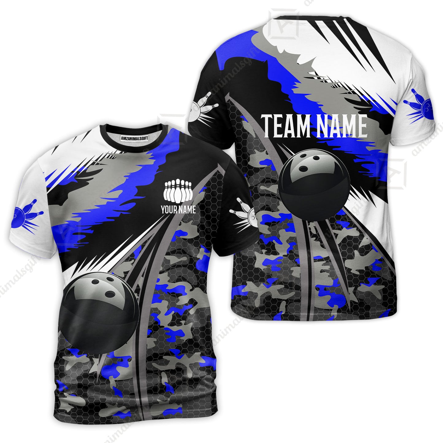 Custom Bowling Team Jersey, Personalized Long Sleeve Jersey Shirt Camo Bowling Shirt with Name & Team Name