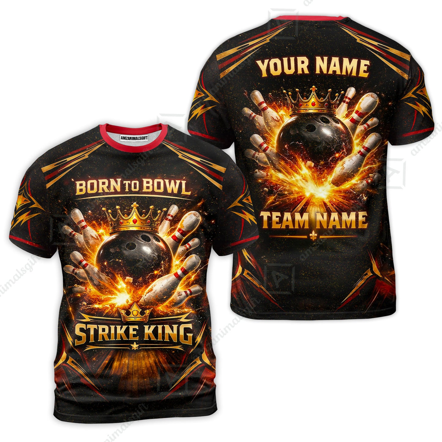 Custom Bowling Jersey Polo Shirt, Born to Bowl King Bowling, Custom Bowling Jersey Team Shirt With Name & Team Name