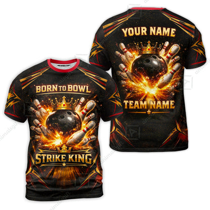 Custom Bowling Jersey Polo Shirt, Born to Bowl King Bowling, Custom Bowling Jersey Team Shirt With Name & Team Name