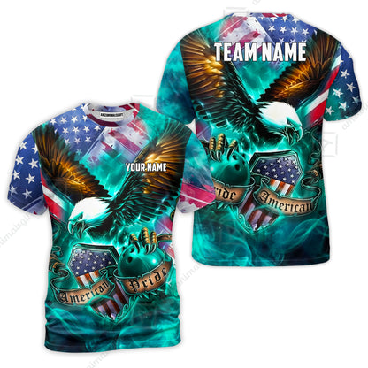 Custom Bowling Jersey Polo Shirt, American Pride Eagle, Personalized Name & Team Name