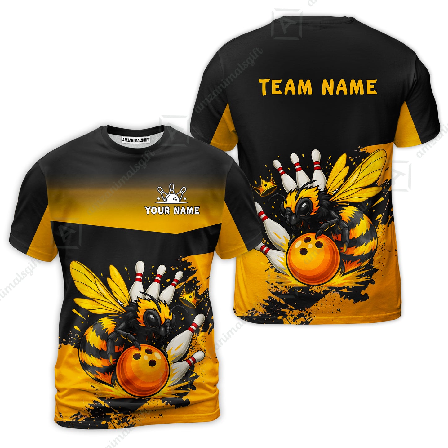 Custom Bowling Jersey Polo Shirt, Aggressive Yellow Jacket Swarm, Custom Bowling Jersey Team Shirt For Players With Name and Team Name