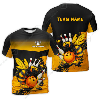 Custom Bowling Jersey Polo Shirt, Aggressive Yellow Jacket Swarm, Custom Bowling Jersey Team Shirt For Players With Name and Team Name