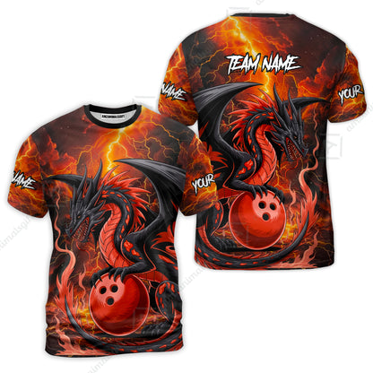 Custom Team Name Hellfire Bowling Team Jersey Shirt- Bowling uniforms Hellfire Dragon Bowling Quarter-Zip Polo Shirts - Uniform Shirt For Bowlers