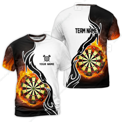 Custom  Fire Pattern Darts Team Jersey Unisex Polo Shirts, Custom flame Pattern Darts Team Jerseys Uniform