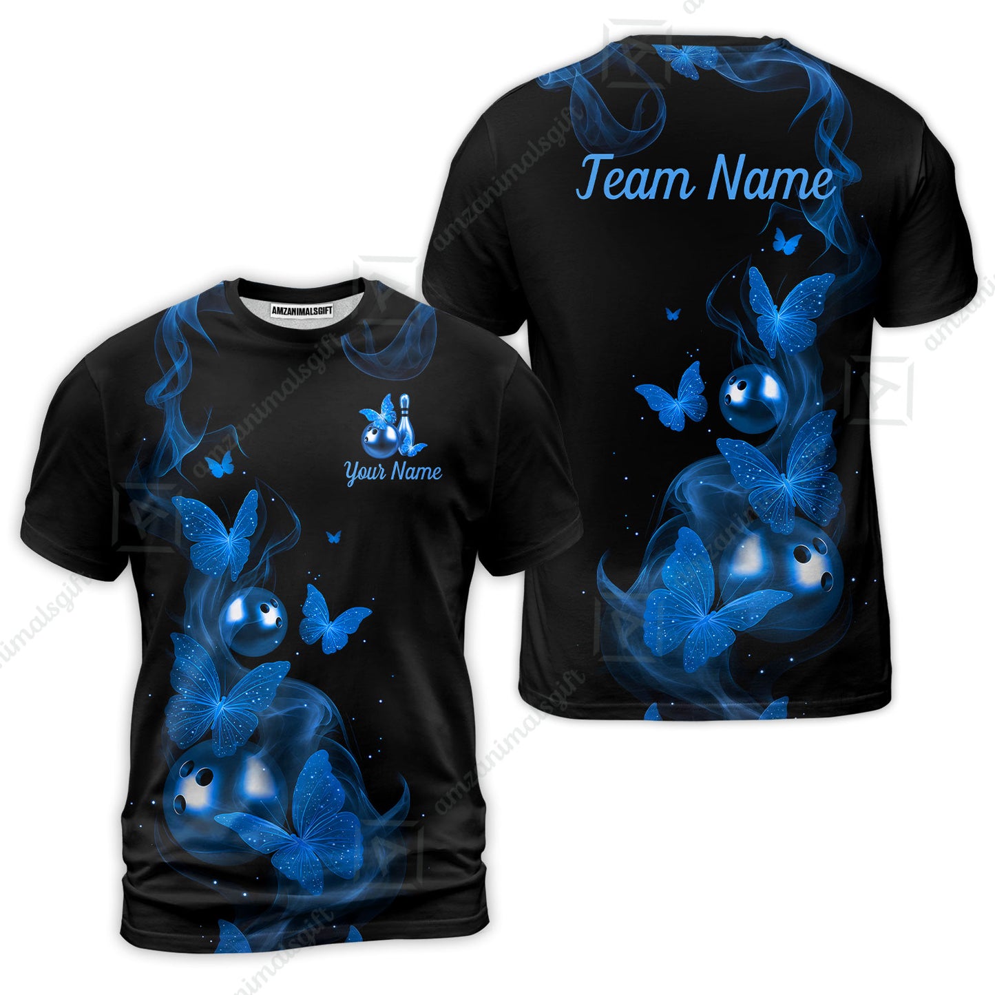 Custom Bowling Jersey Polo Shirt, Butterfly Bowling Smoke, Custom Bowling Jersey Team Shirt For Players With Name & Team Name