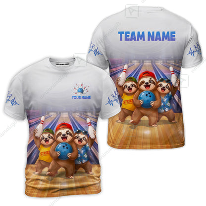 Custom Bowling Jersey Polo Shirt, Funny Sloth Squad Mascot, Custom Bowling Jersey Team Shirt For Players With Name and Team Name