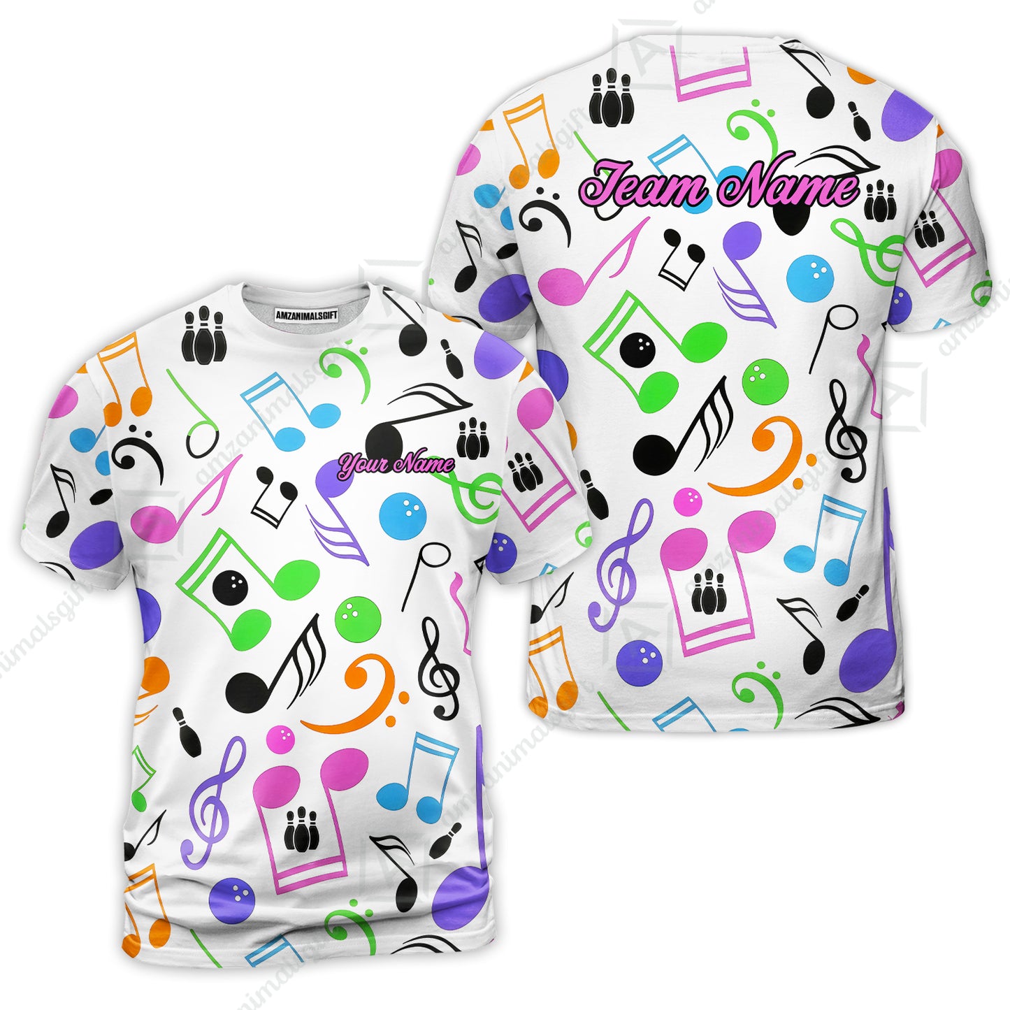 Custom Bowling Jersey Polo Shirt, Colorful Music Bowling, Custom Bowling Jersey Team Shirt For Players With Name & Team Name