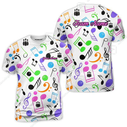 Custom Bowling Jersey Polo Shirt, Colorful Music Bowling, Custom Bowling Jersey Team Shirt For Players With Name & Team Name