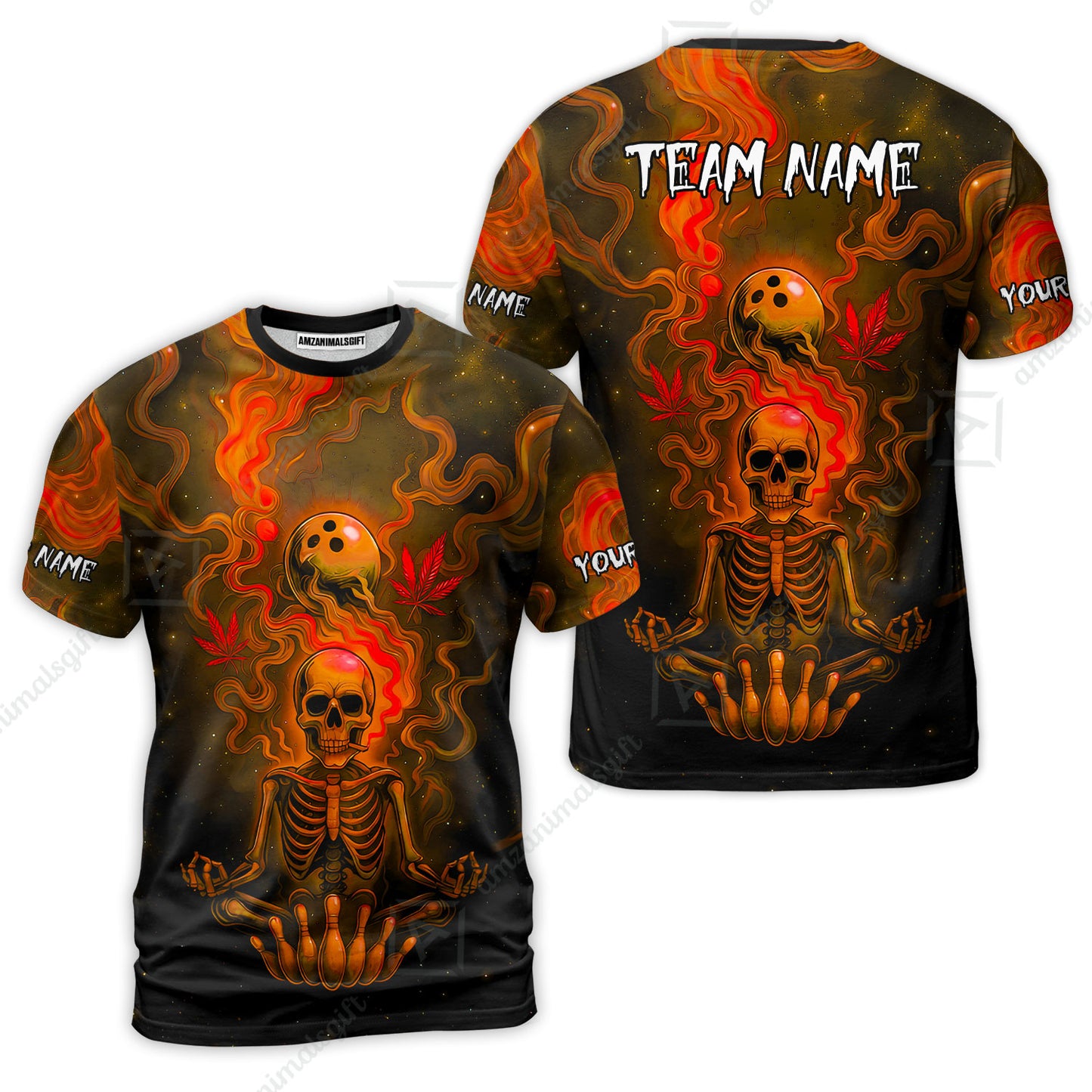Custom Bowling Team Unisex Polo Shirt, Neon Skull CNB Bowling Custom Shirt Featuring Personalized Name and Team Name