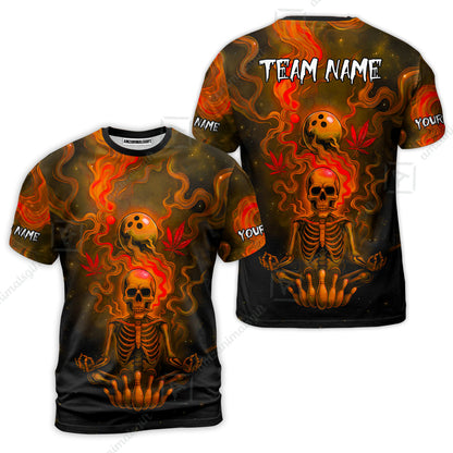 Custom Bowling Team Unisex Polo Shirt, Neon Skull CNB Bowling Custom Shirt Featuring Personalized Name and Team Name