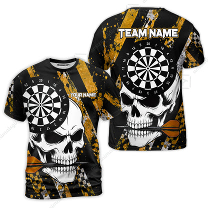 Custom Darts Jersey Polo Shirt, Skull Bites Dart, Custom Dart Jersey Team Shirt For Players With Name & Team Name