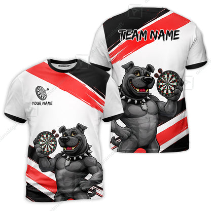 Custom Darts Jersey Polo Shirt, Pitbull Hold Dart Board, Custom Dart Jersey Team Shirt For Players With Name & Team Name
