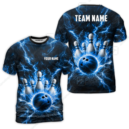 Custom Bowling Jersey Polo Shirt, Electric Lightning Storm Bowling, Custom Bowling Jersey Team Shirt For Players With Name and Team Name