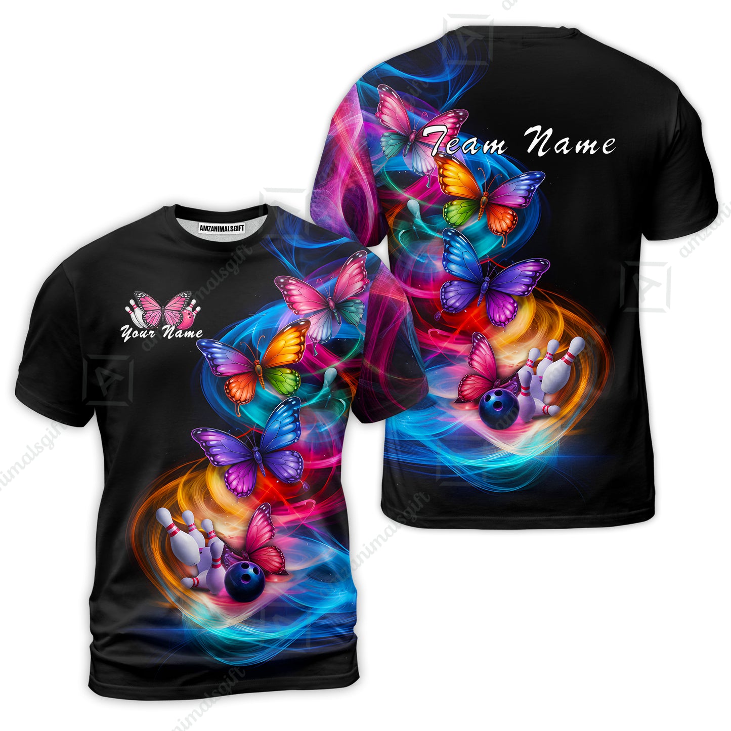 Custom Bowling Jersey Polo Shirt, Artistic Monarch Butterfly Bowling Custom Bowling Jersey Team Shirt For Players With Name & Team Name