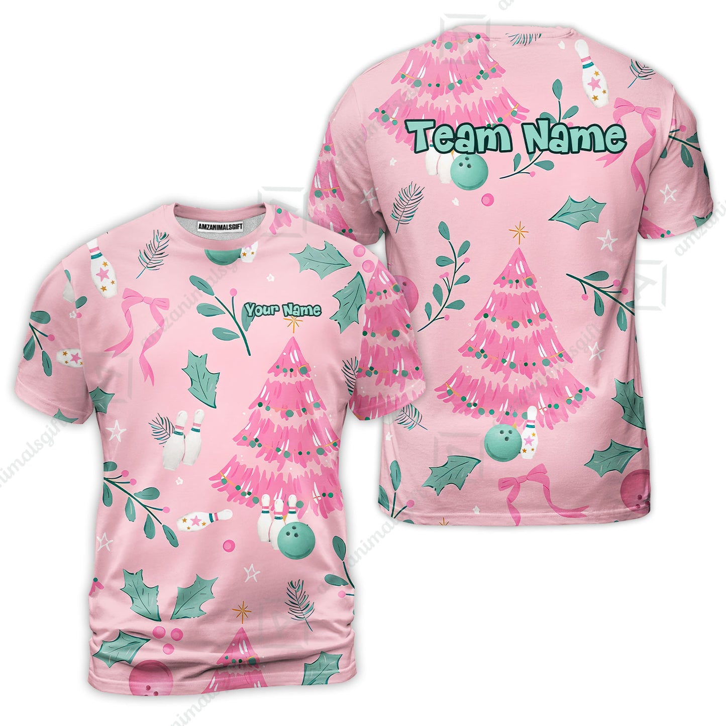 Custom Bowling Jersey Polo Shirt, Christmas Seamless Pattern Custom, Personalized Name And Team Name