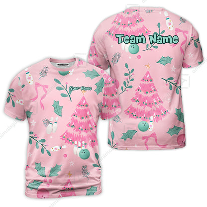 Custom Bowling Jersey Polo Shirt, Christmas Seamless Pattern Custom, Personalized Name And Team Name