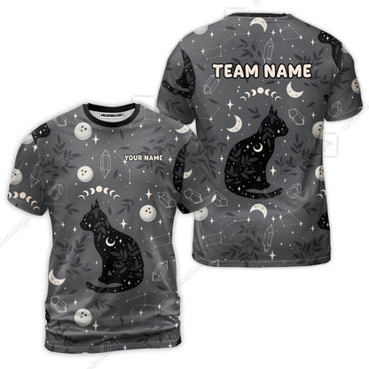 Custom Bowling Jersey Polo Shirt, Black Cat Moon Bowling Grass, Personalized Name And Team Name