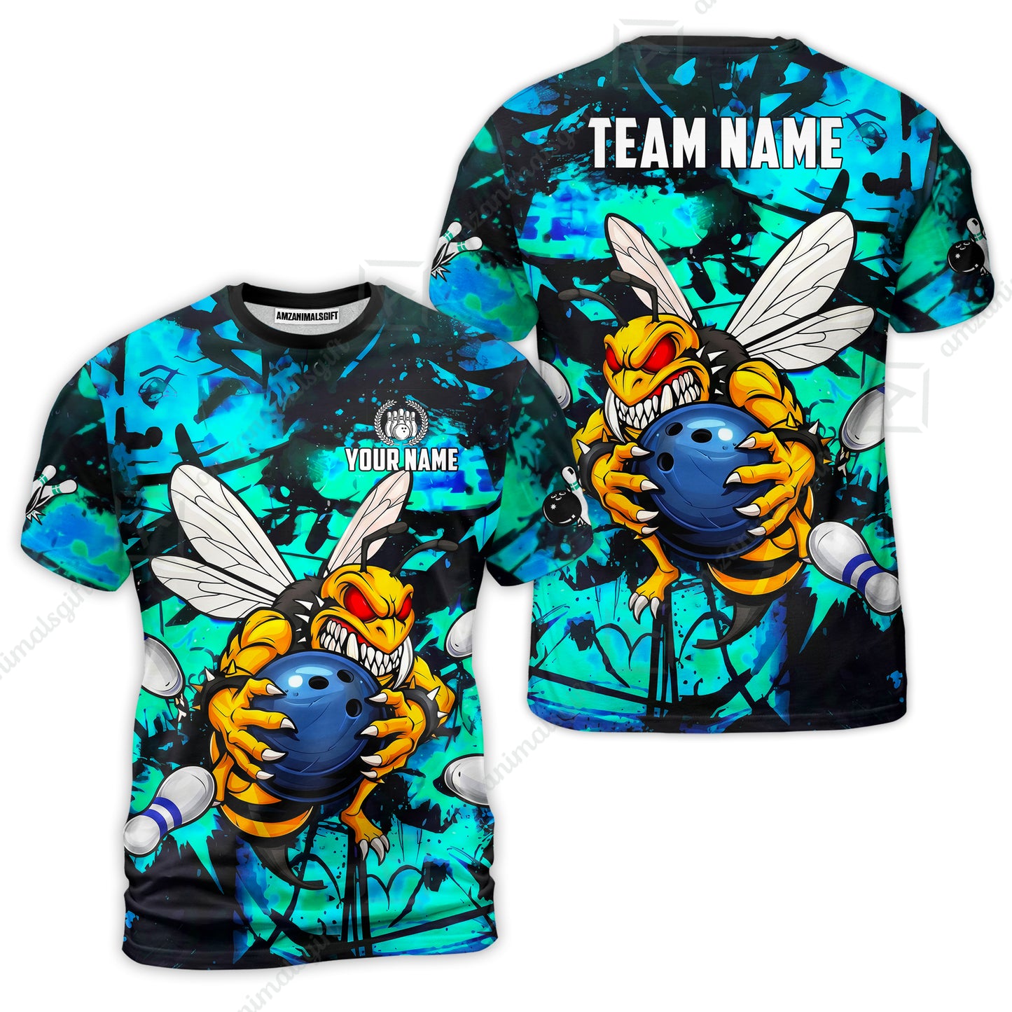 Custom Bowling Jersey Polo Shirt, The Wild Wasp Strike, Custom Bowling Jersey Team Shirt For Players With Name & Team Name