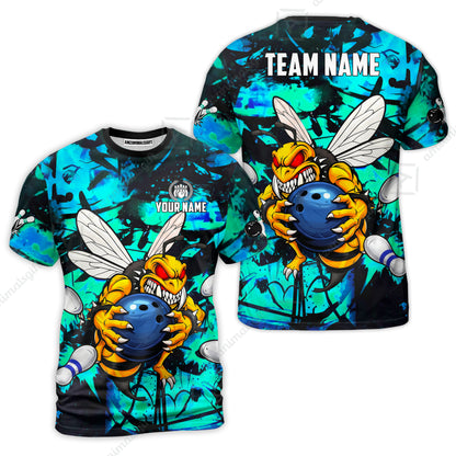 Custom Bowling Jersey Polo Shirt, The Wild Wasp Strike, Custom Bowling Jersey Team Shirt For Players With Name & Team Name