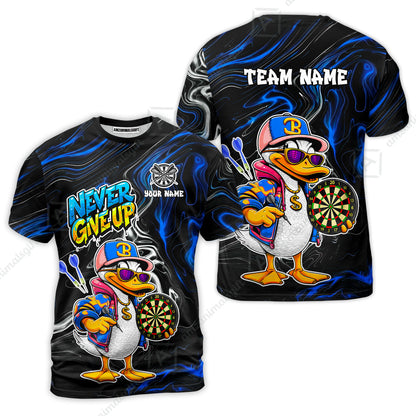 Customized Darts Team Jersey, Duck Never Give Up, Personalized Darts Name And Team Name