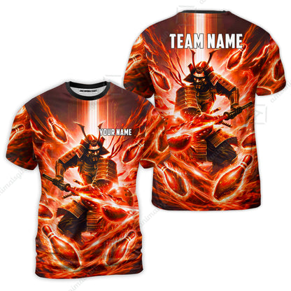 Custom Bowling Jersey Polo Shirt, Japanese Samurai Warrior Bowling, Custom Bowling Jersey Team Shirt For Players With Name & Team Name