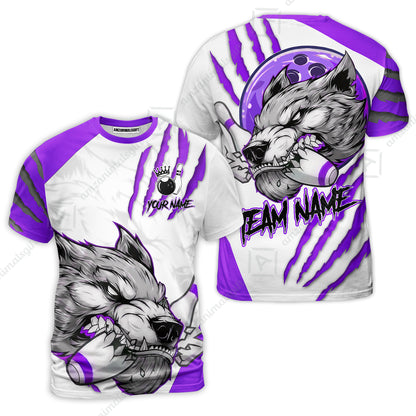 Customized Bowling Jerseys, Fierce Wolf Artwork Scratch, Uniform Bowling - Personalized Name And Team Name
