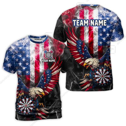 Custom Darts Jersey Polo Shirt, Patriotic Bald Eagle Darts, Custom Darts Jersey Team Shirt For Players With Name and Team Name