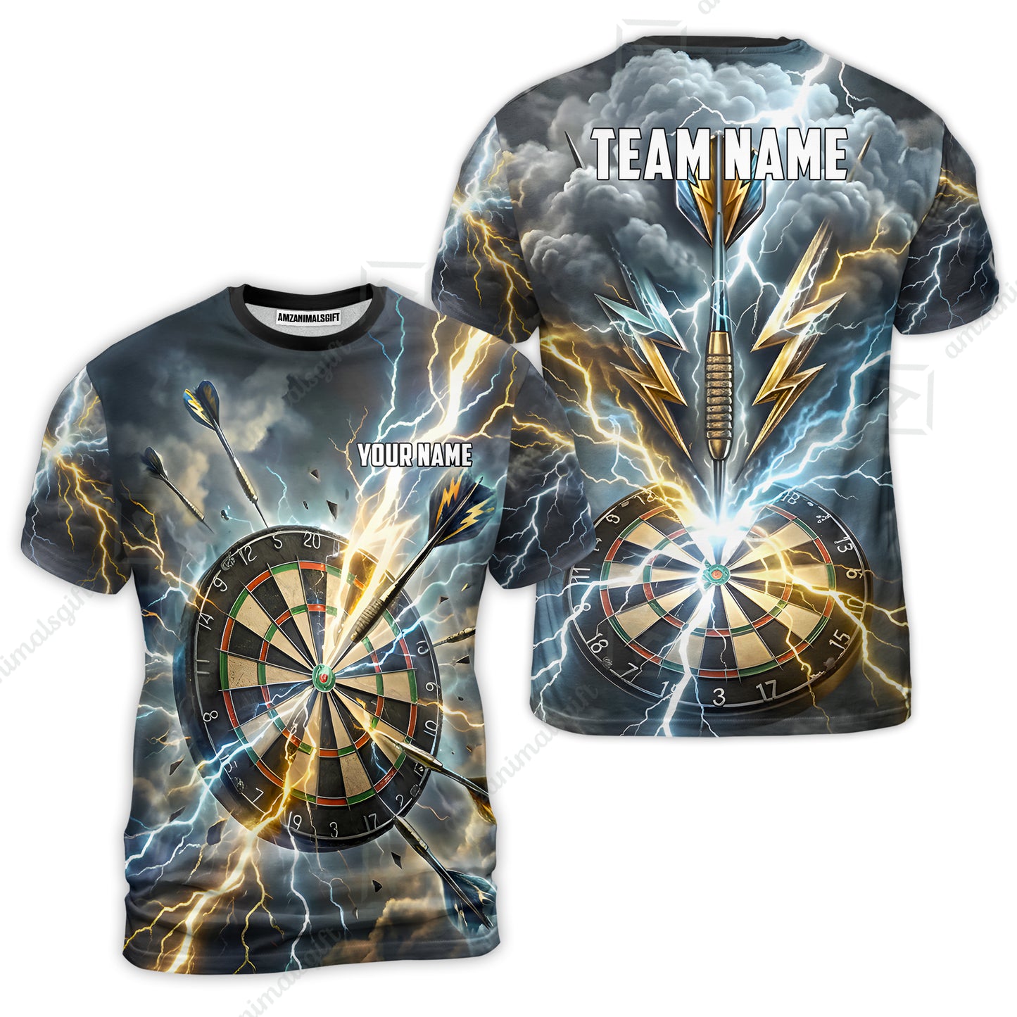 Custom Darts Team Jersey, Personalized Lightning Darts Polo Shirt For Players With Name & Team Name