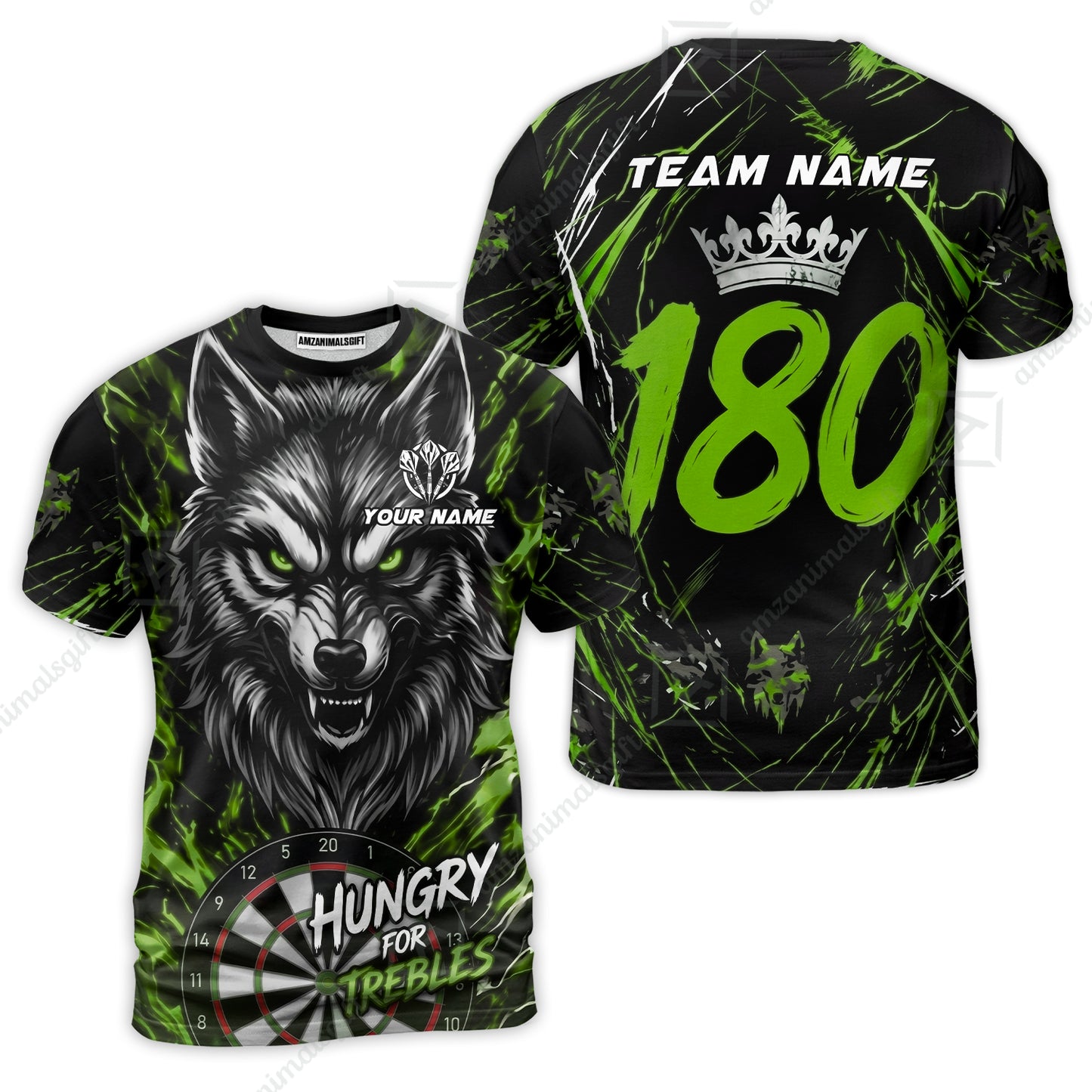 Custom Darts Jersey Polo Shirt, Wolf 180, Custom Dart Jersey Team Shirt For Players With Name & Team Name