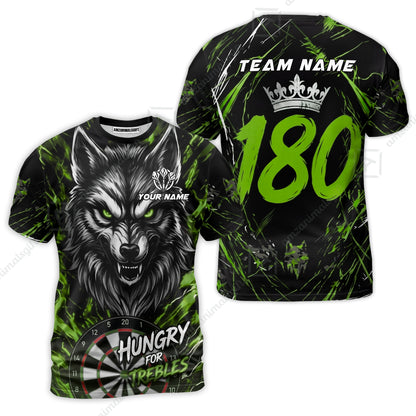 Custom Darts Jersey Polo Shirt, Wolf 180, Custom Dart Jersey Team Shirt For Players With Name & Team Name