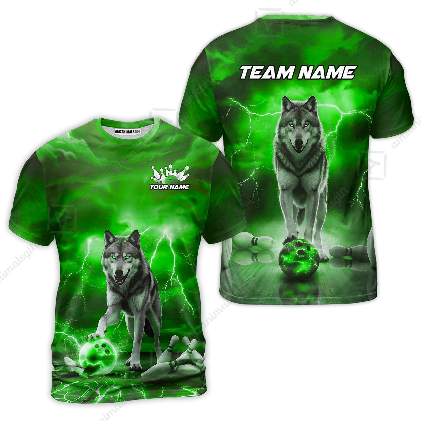 Custom Bowling Jersey Polo Shirt, Electric Wolf Bowling Custom Bowling Jersey Team Shirt For Players With Name & Team Name