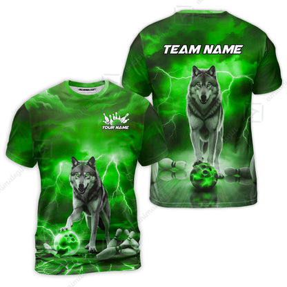 Custom Bowling Jersey Polo Shirt, Electric Wolf Bowling Custom Bowling Jersey Team Shirt For Players With Name & Team Name