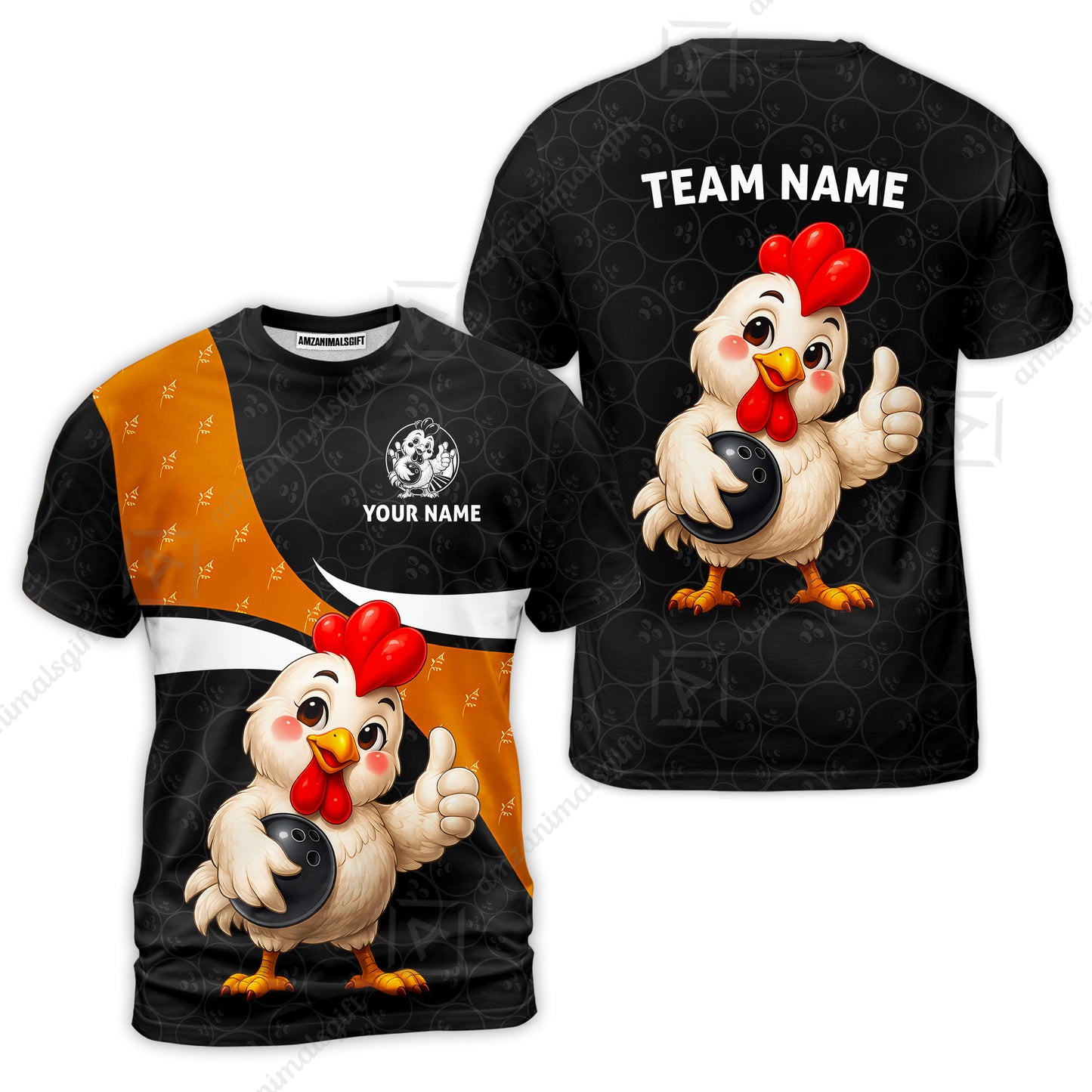 Custom Bowling Jersey Polo Shirt, Happy Chick, Custom Bowling Jersey Team Shirt For Players With Name and Team Name