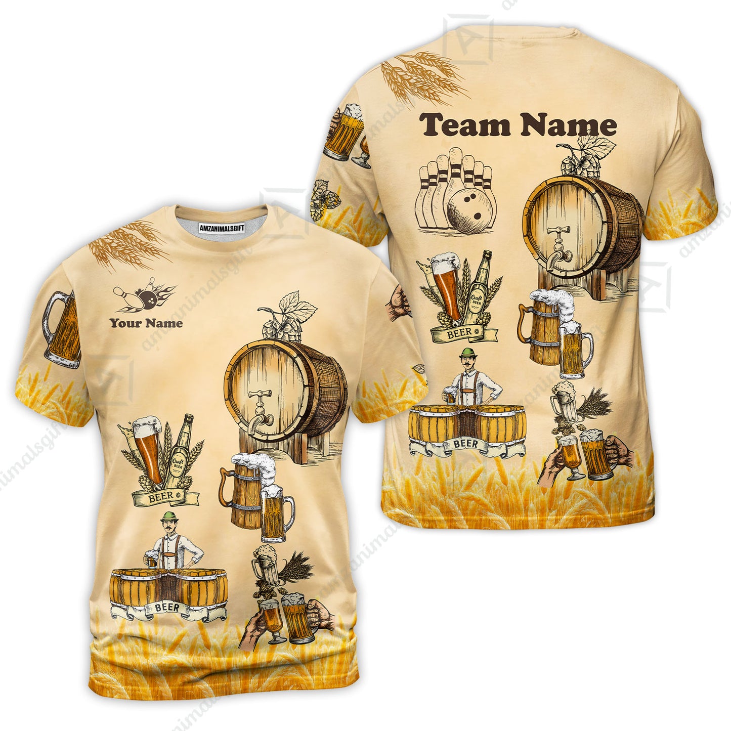 Custom Bowling Jersey Polo, Beer 3 Scale, Custom Bowling Jersey Team Shirt For Players With Name & Team Name