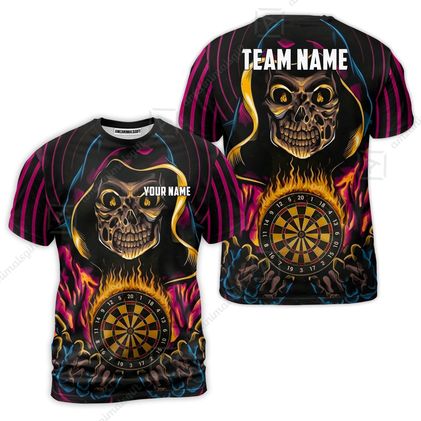 Custom Darts Team Jersey, Personalized Grim Reaper Dart Polo Shirt For Players With Name & Team Name