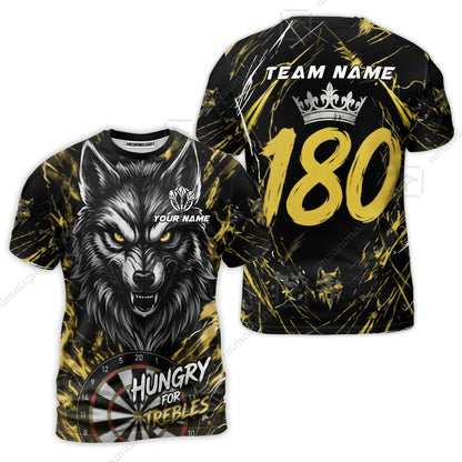 Custom Darts Jersey Polo Shirt, Wolf 180, Custom Dart Jersey Team Shirt For Players With Name & Team Name