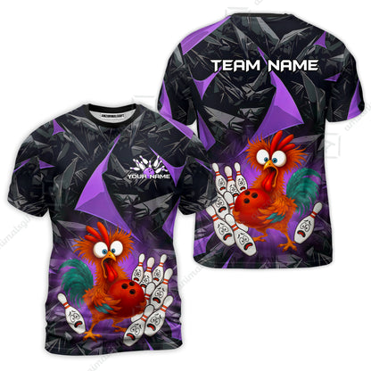 Custom Bowling Jersey Polo Shirt, Crazy Chicken Bowling Custom Bowling Jersey Team Shirt For Players With Name & Team Name