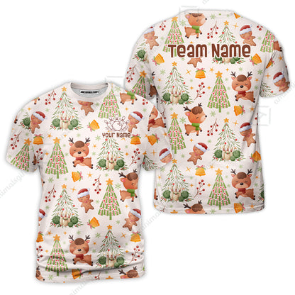 Custom Bowling Jersey Polo Shirt, Reindeer Christmas Bowling, Custom Bowling Jersey Team Shirt For Players With Name & Team Name
